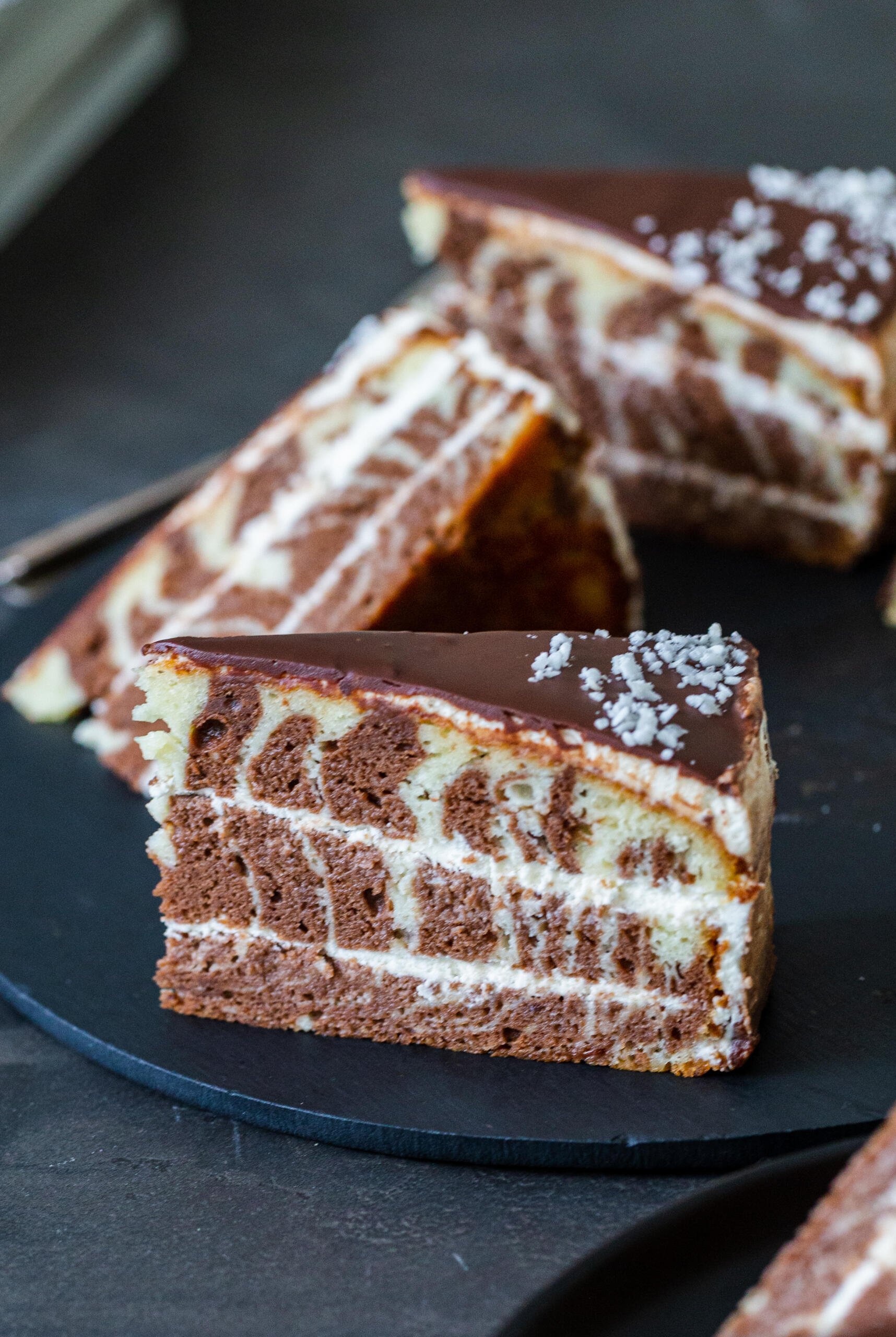 Soft Vanilla Chocolate Zebra Cake - Lilie Bakery