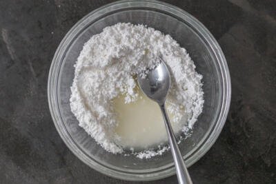 powder and liquid in a bowl