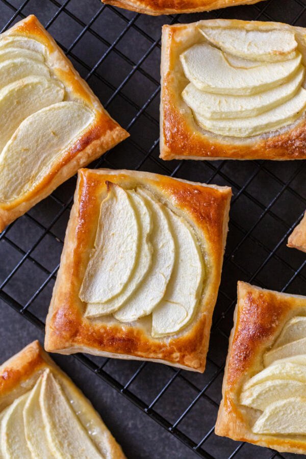 Apple tarts on a cooling rack