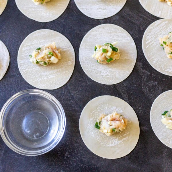 Wonton wrappers with a filling