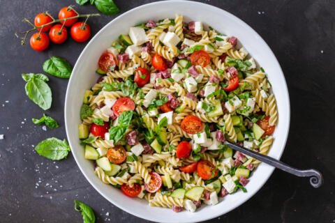 Italian pasta salad in a bowl