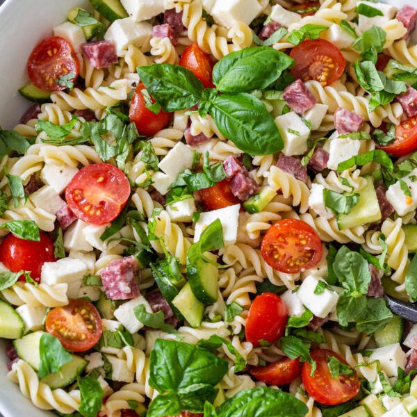 Italian pasta salad in a bowl