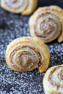Baked Rugelach with powdered sugar