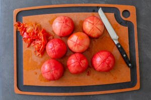 Tomatoes with a skin removed