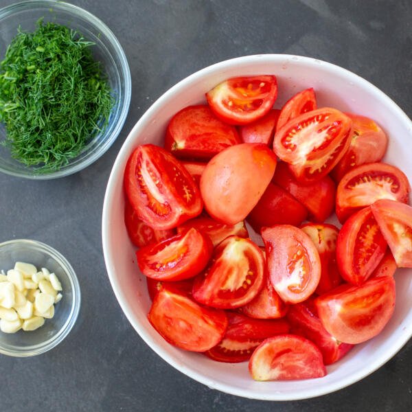 tomatoes, dill and garlic