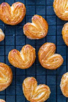 baked palmiers on a cooling rack