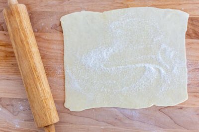 Puff pastry with sugar sprinkled