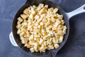 apples pieces in a pan