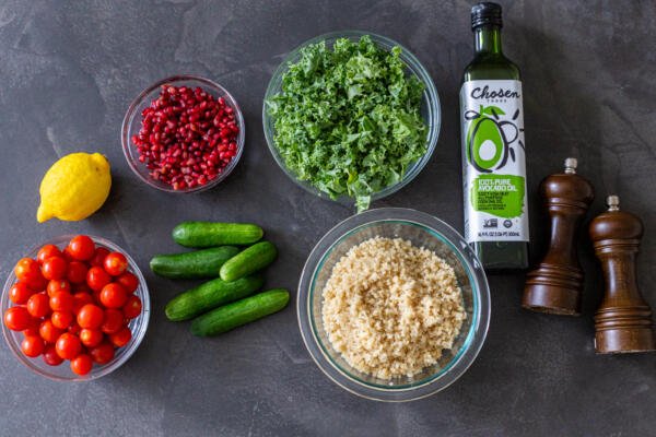 Ingredients for Kale Quinoa salad