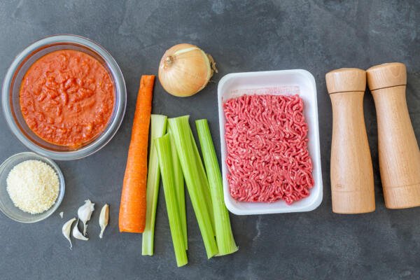 Ingredients for Beef Bolognese