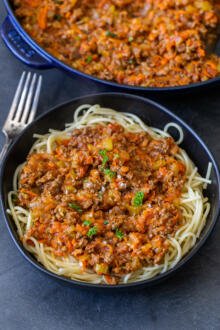 Beef Bolognese with noodles