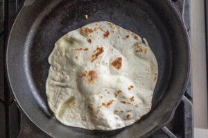 tortilla cooking in a pan