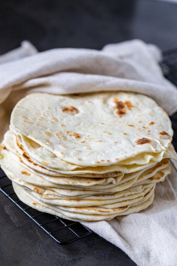 pile of tortillas in a towel