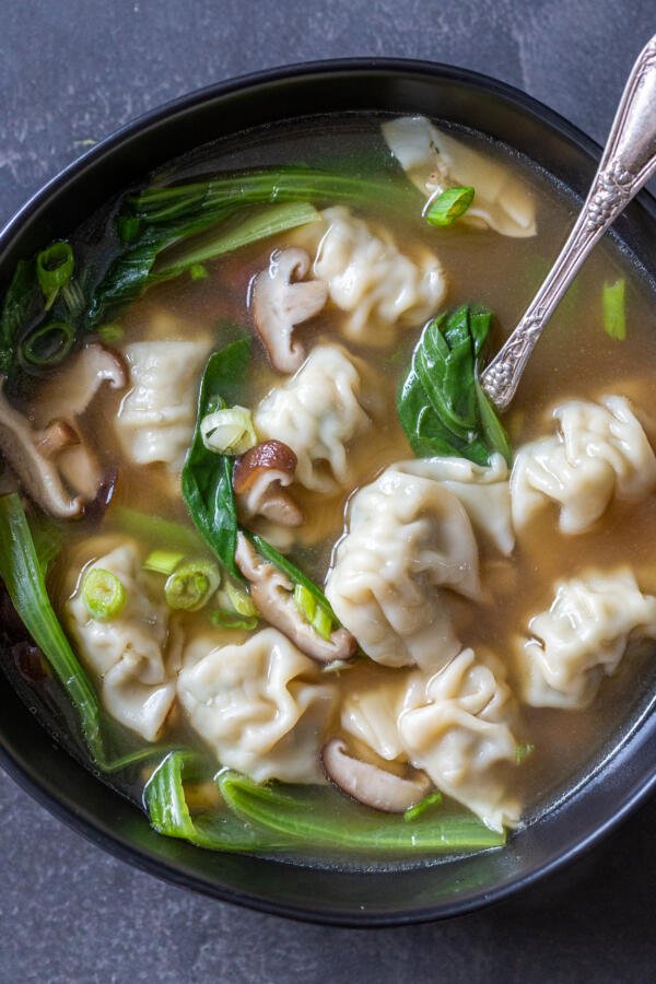 A bowl of wonton soup