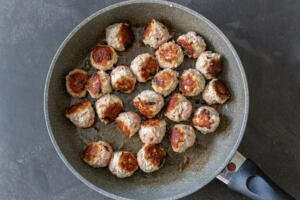 fried meatballs on a skillet