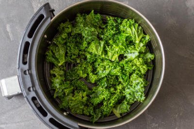 kale inside air fryer basket