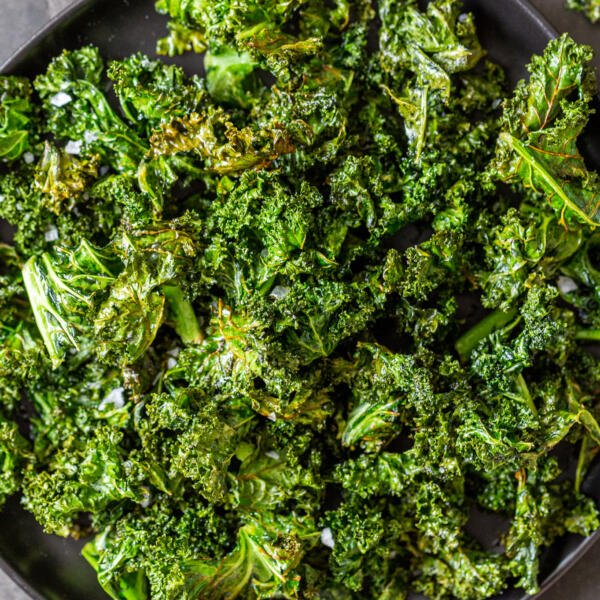 Air fryer kale chips on a plate