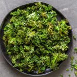 Air fryer kale chips on a plate