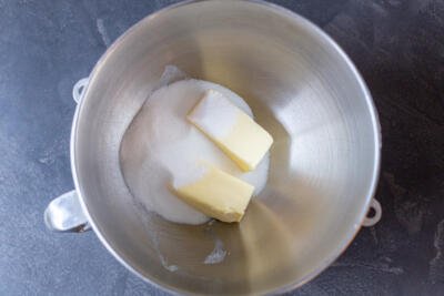 Bowl with butter and sugar