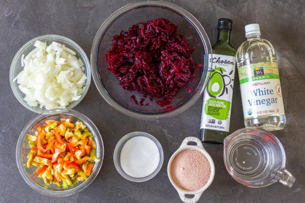 Ingredients for the marinated beet salad