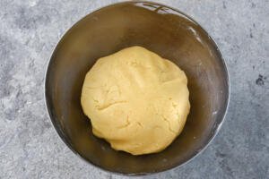 well combined dough in a bowl for Russian walnut cookies