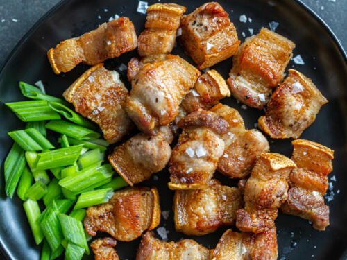 Air Fryer Pork Belly Bites - Dishes Delish