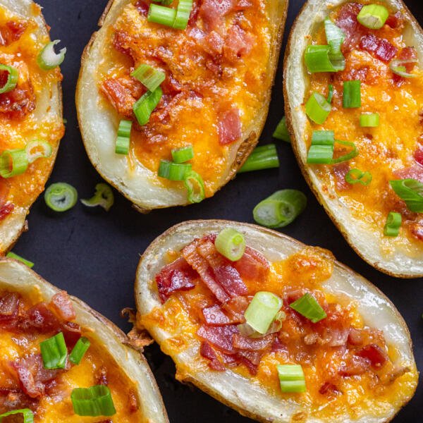 Air fryer potato skins on a plate