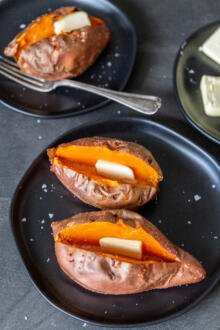 Air fryer sweet potato on a plate