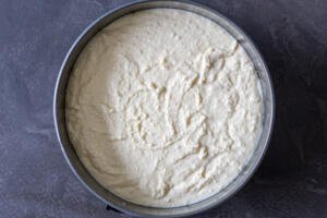 Farmers cheese cake in a pan