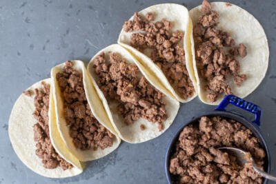Tortillas filled with ground beef
