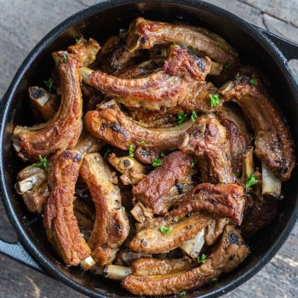oven baked pork ribs in a pot