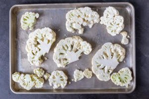 Cauliflower on a baking sheet