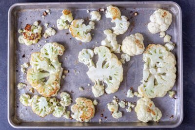 cauliflower on a baking sheet
