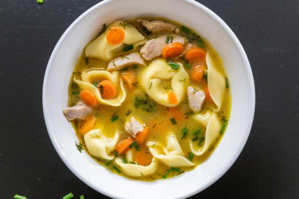 Chicken Tortellini Soup in a bowl