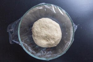 Khinkali dough in a bowl