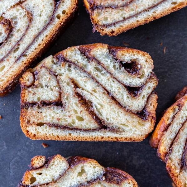 babka sliced into pieces