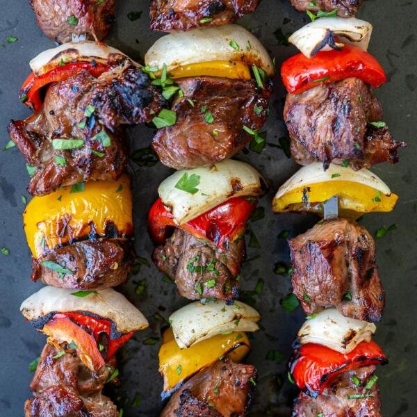 grilled kebabs on a skewer