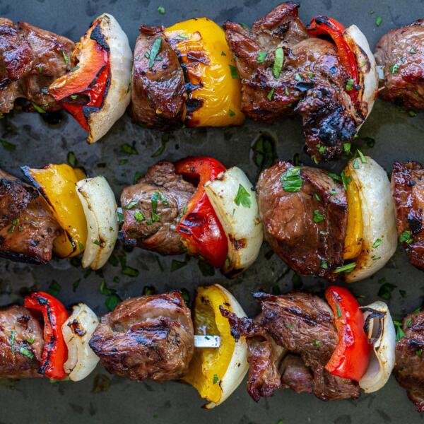 grilled kebabs on a skewer