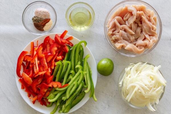 Ingredients for chicken fajitas