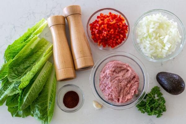 Ingredients for turkey lettuce wraps
