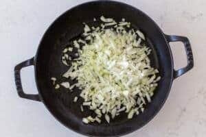 onions cooking in a pan