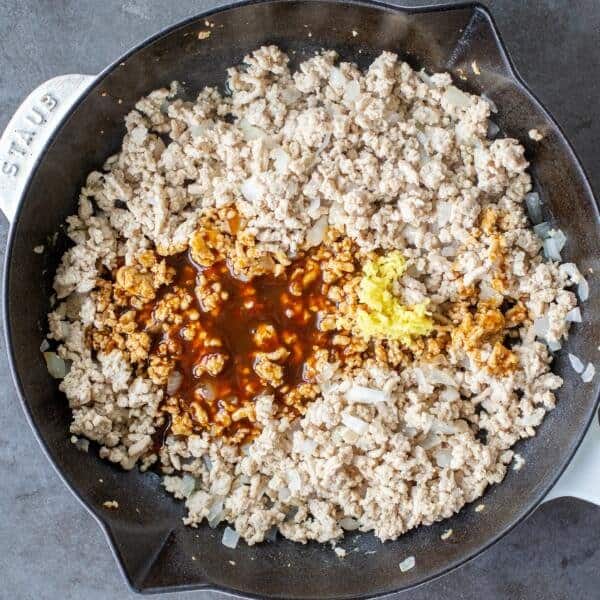 ground chicken with sauce and ginger