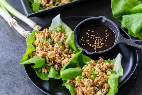 Chicken Lettuce wraps on a plate