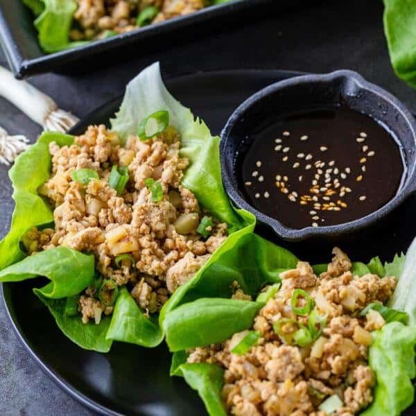 Chicken Lettuce wraps on a plate