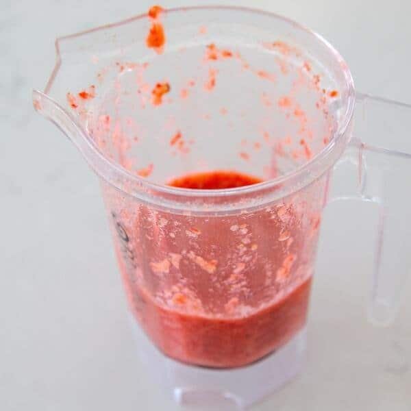 blended strawberries