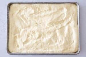 cake mixture in a baking sheet