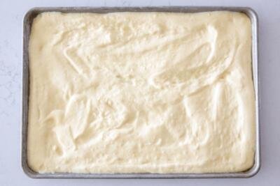cake mixture in a baking sheet