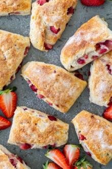 strawberry scones on a tray