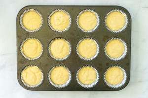cupcake mixture in molds