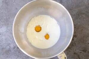 milk with eggs in a bowl